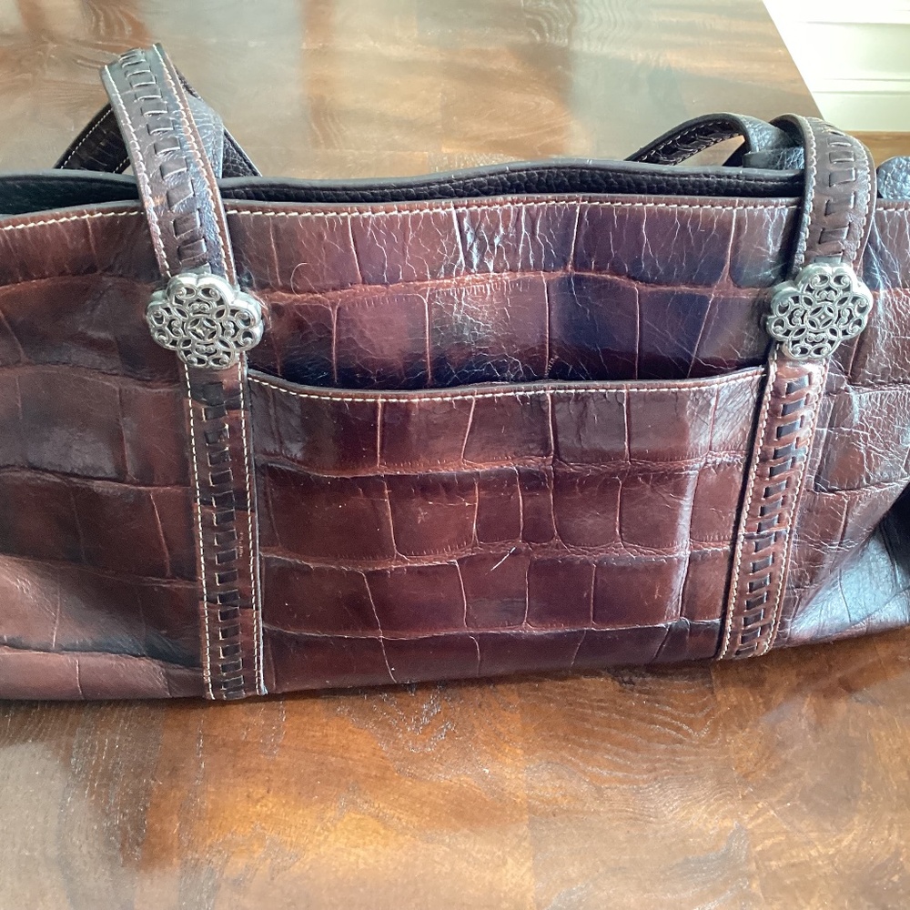 Brighton Leather Faux Croc East/West Shoulder Bag